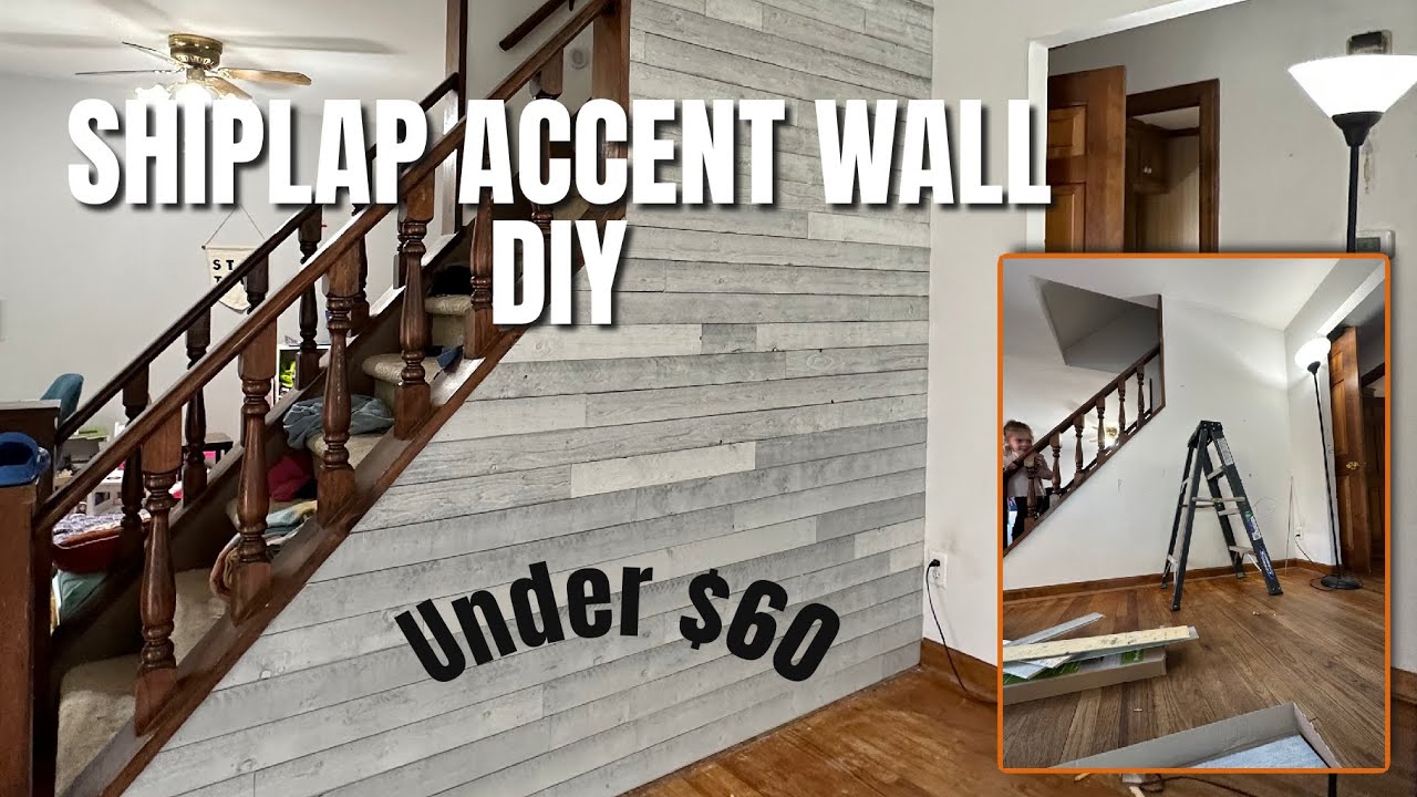 DIY SHIPLAP ACCENT WALL! extremely budget friendly living room wall ...