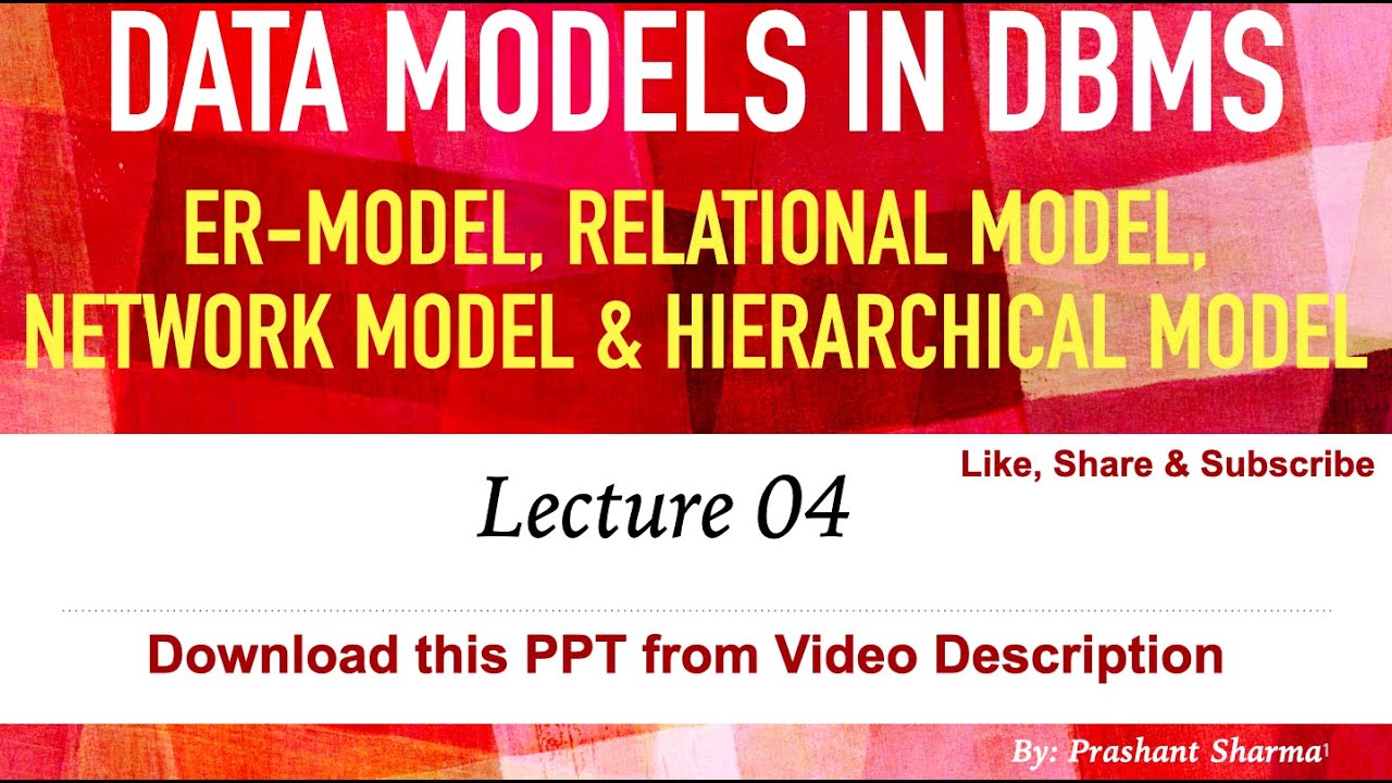 Different Data Models in DBMS, ER Model, Relational Model (Lecture-04 ...