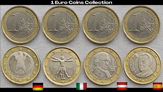 1 Euro Coins Collection - GERMANY, AUSTRIA, ITALY & SPAIN - YouTube