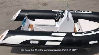 12ft fiberglass hull rigid inflatable boat RIB with Mechanical steering and EVA deck. (over view)
