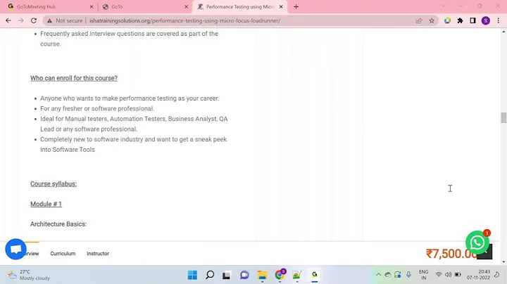Performance Testing using Micro Focus LoadRunner Demo.  WhatsApp us on +91-8019952427 to enroll