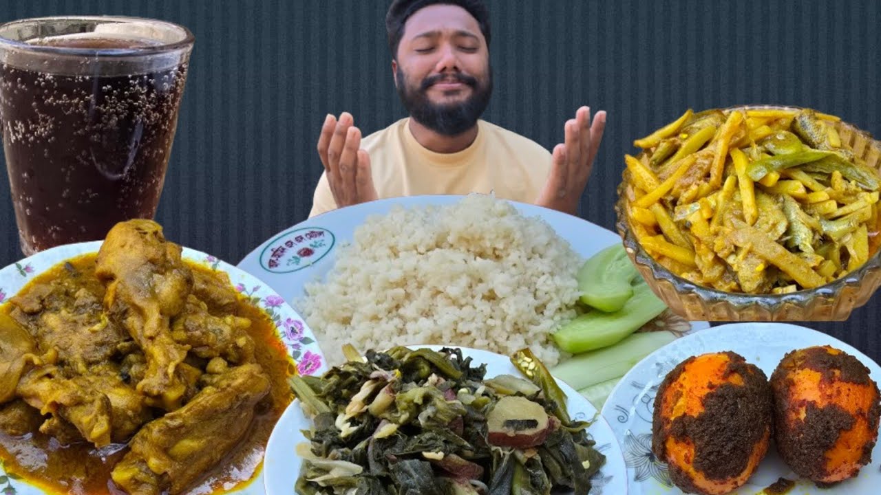 ASMR EATING SPICY CHICKEN CURRY EGG VUNA SMALL FISH CURRY SAKH VAJI || MUKHBANG 