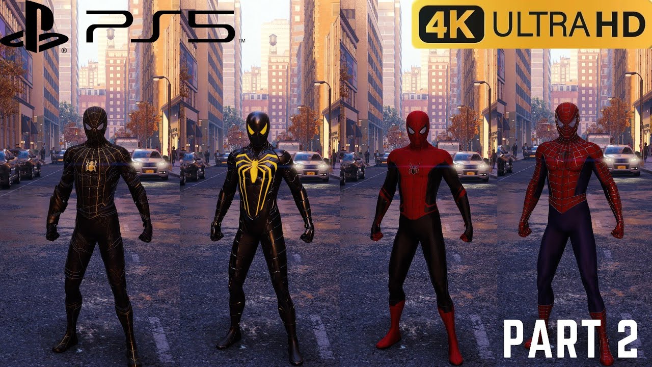 Swinging With All Suits in Spider Man Remastered 4K 60FPS PS5 Gameplay
