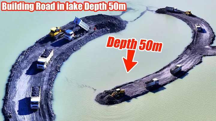 Part 458| Amazing! Building Road In the middle of the lake Water Depth 50m By Trucks & Dozer Pushes