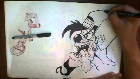 How to Draw a Crazy Clown character  - Como Dibujar un Payaso free hand drawing