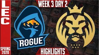 RGE vs MAD Highlights | LEC Spring 2020 W3D2 | Rogue vs MAD Lions