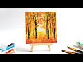 Autumn Acrylic Painting For Beginners Step By Step | Easy Mini Canvas Painting Tutorial