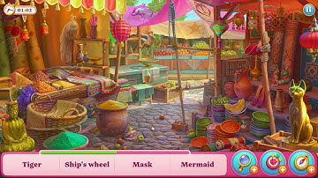 Manor Matters hidden objects #81 Market HD - Hard Level - Pass | Seahorse, Starfish, necklace, tiger