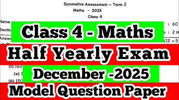 4th Standard Maths Term-2 Half Yearly Question Paper original model Question paper December -2025