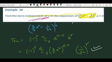 Find the term independent of x in the expansion of (3/2x^2-1/3x)^6 | Example 10 Binomial Theorem 11