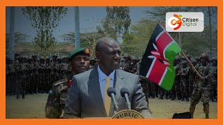 President William Ruto hands flag to KDF troops for DRC peace mission