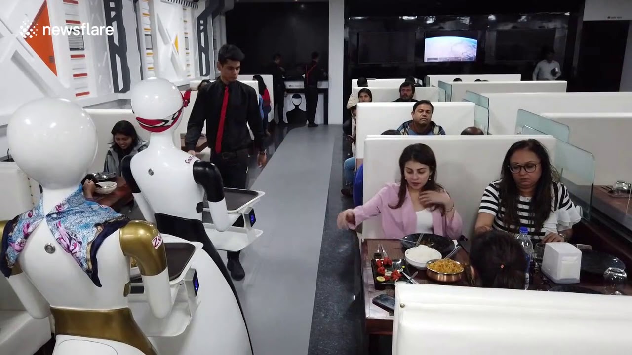 Insanely Covid-friendly robot staff in Indian restaurant