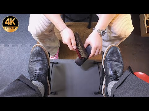 광택이 다른 구두 닦기 ASMR!! Shoe Shine ASMR with Different Polishes: Exploring Various Techniques