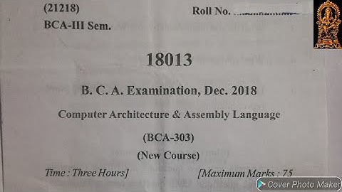 BCA 3rd Sem Computer Architecture & Assembly Language University Paper, Computer Architecture paper