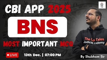 CBI APP 2025 | Bharatiya Nyaya Sanhita, 2023 | MOCK TEST | SHUBHAM UPADHYAY