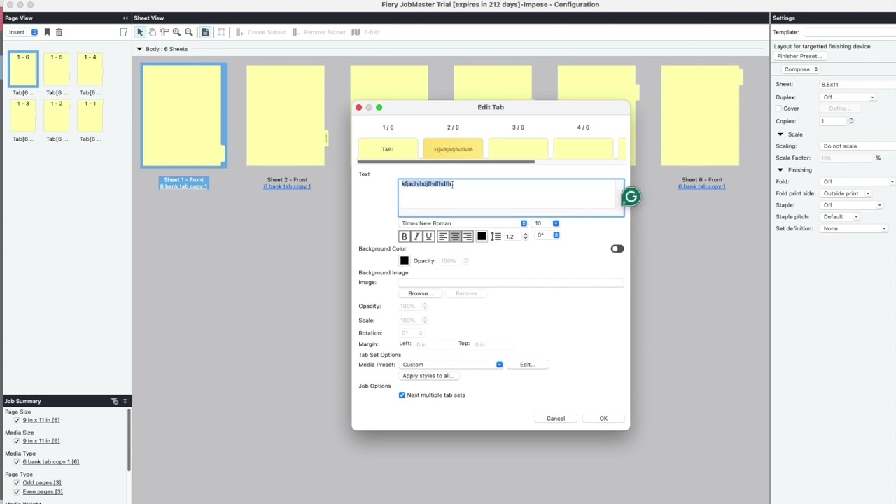 Konica Minolta Tab Printing with Fiery and Jobmaster
