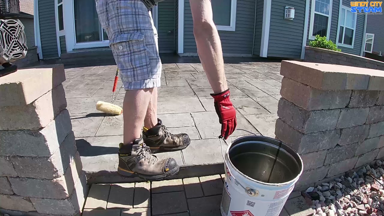 Cleaning & Re-Sealing Stamped Concrete Patio - Decorative Concrete Maintenance | Windy City Steam