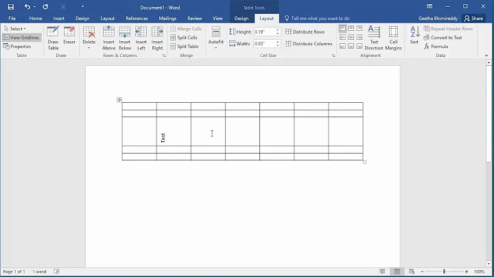 How to Change Text Alignment in a Cell in a Table in Word 2016