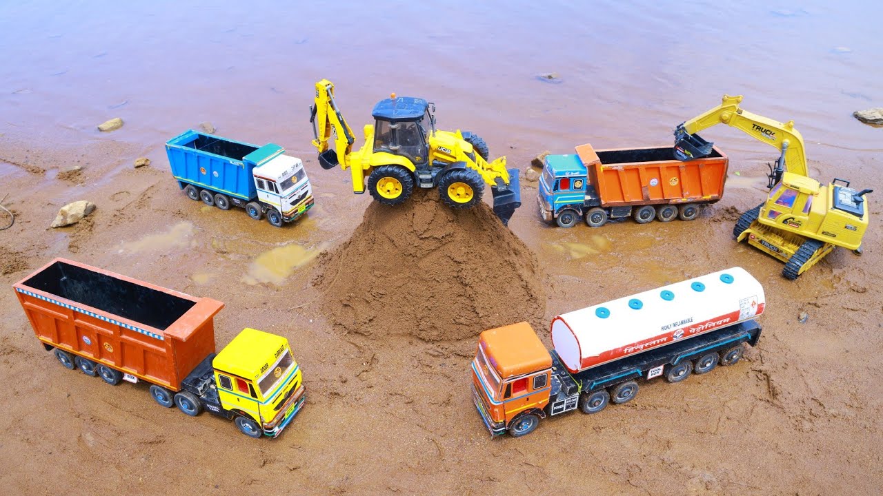Jcb ki khudai | Jcb 3dx Sand Loading Mahindra Dumper | Volvo Tipper Accident Pulling Out JCB ? CSToy