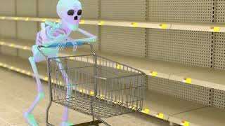 Skeleton walking in store GIF