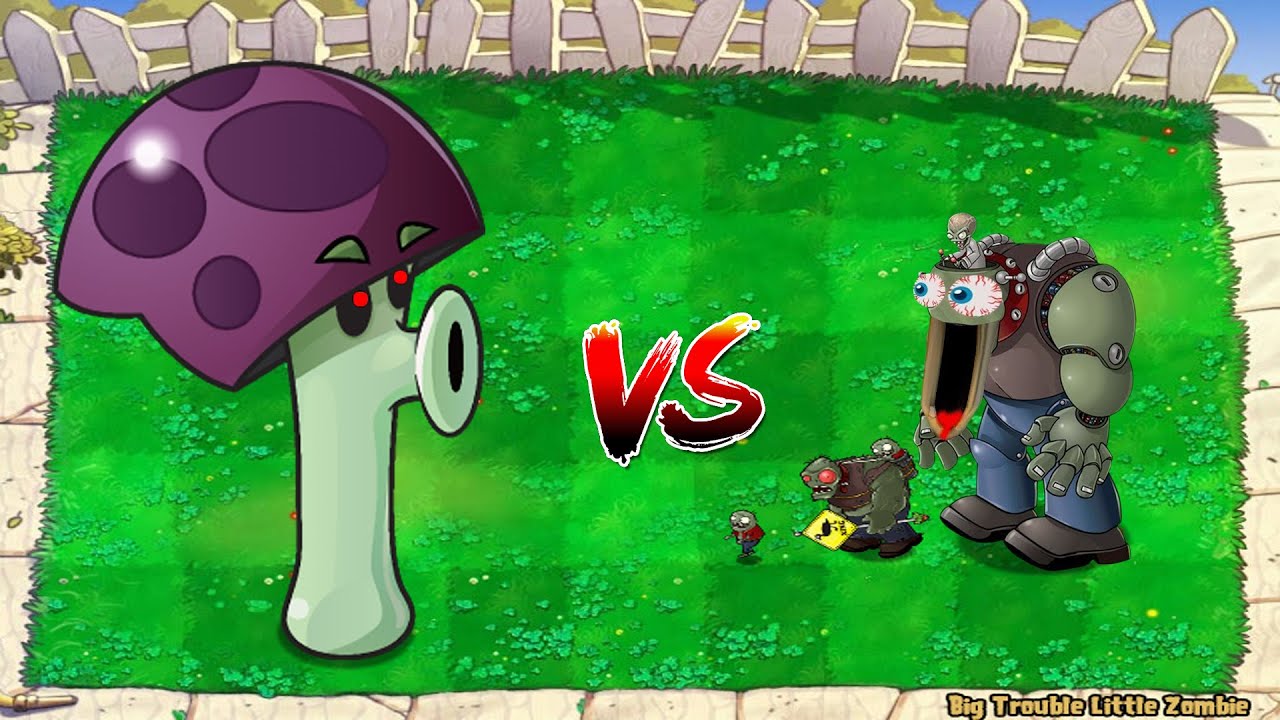 SCAREDY SHROOM VS all zombies VS giga gargantuar VS dr zomboss PVZ ...