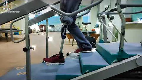Prosthetic Gait Training Walking Downstairs in Slow Motion