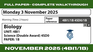 Edexcel IGCSE Biology (4BI1/1B) | NOVEMBER 2025 Paper 1B | Fully Solved with Detailed Explanation
