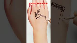 Murli Tattoo Mehndi Design On Handkrishna Mehndi Design