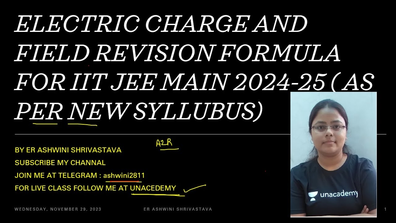 ELECTRIC CHARGES AND FIELDS QUICK REVISION FOR IIT JEE MAIN 2024-2025 ...