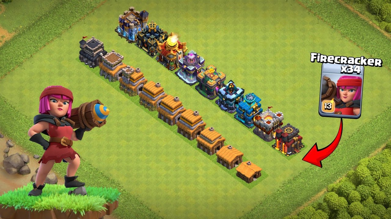 Новая петарда против всех максимальных уровней ратуши! Clash of Clans