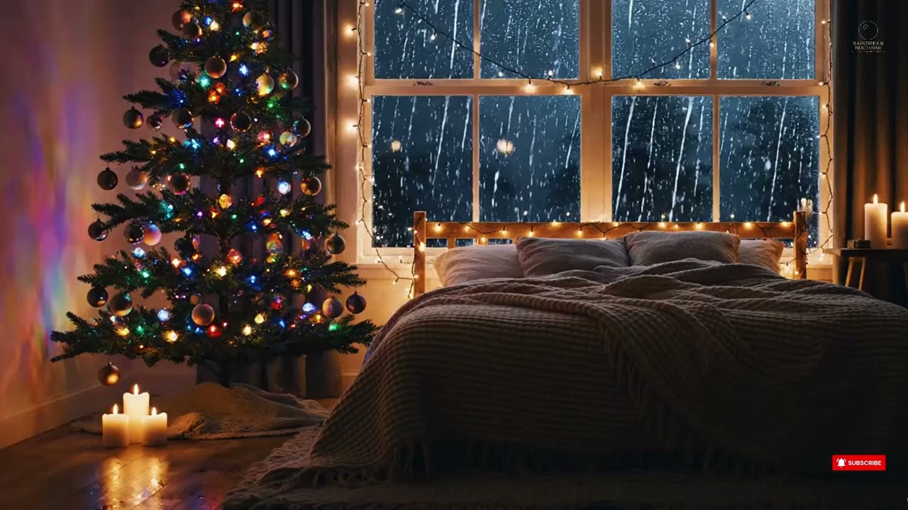 ЗВУКИ РОЖДЕСТВЕНСКОГО ЗИМНЕГО ДОЖДЯ — Нежная фортепианная музыка и теплая праздничная атмосфера для