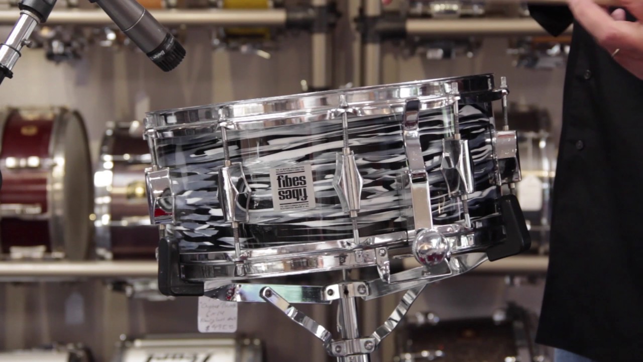 1970's Fibes Fiberglass Shell 6x14 Snare Drum in Black Oyster Pearl