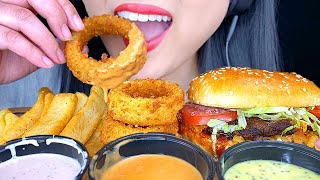 ASMR FRIED ONION RINGS, CHEESEBURGER & FRENCH FRIES (MOUTH Eating Sounds) *NO TALKING* | ASMR Phan