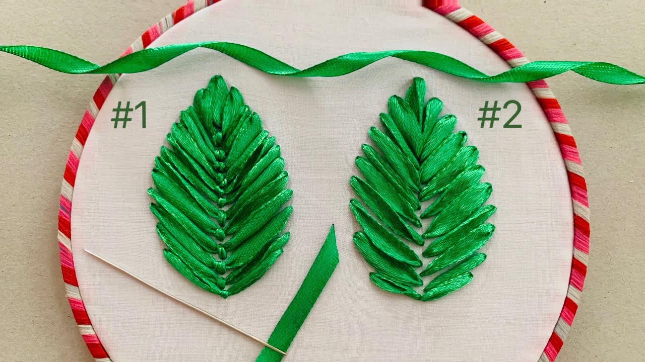 Sewing Leaves with Ribbon | How to Make Ribbon Leaves | Ribbon ...