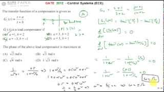 Famous GATE 2012 ECE Phase of a Lead compensator will be Maximum at Profile