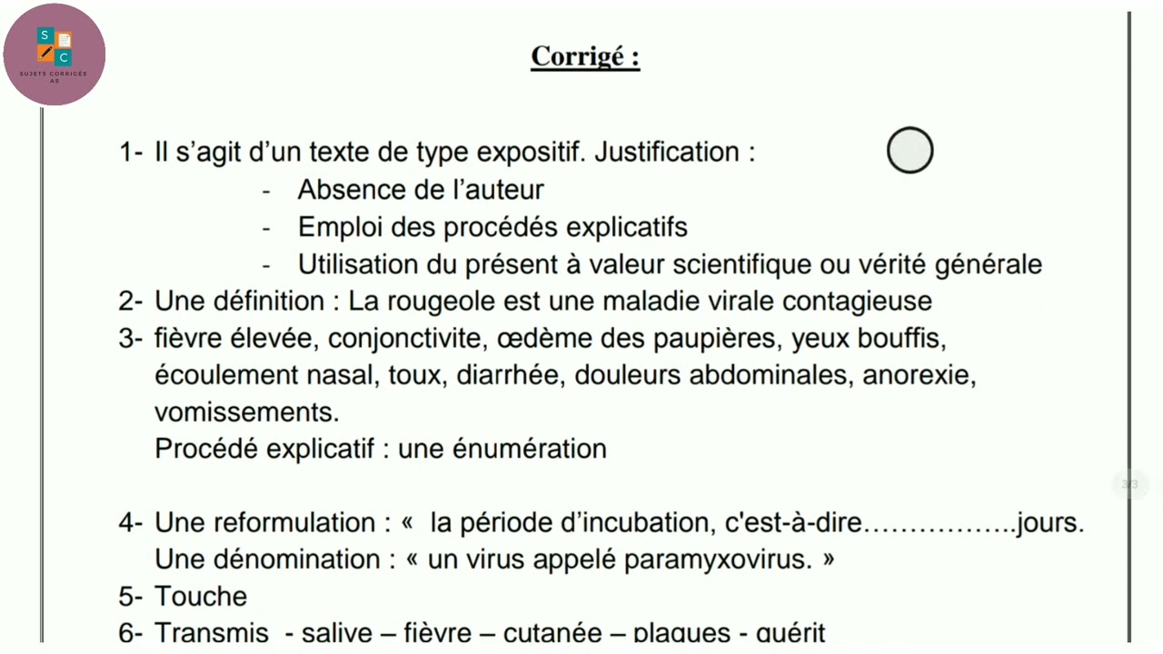 فرض الفصل الأول لغة فرنسية سنة ثانية ثانوي الشعب العلمية.