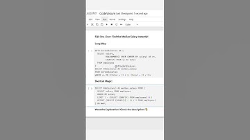 ⚡ SQL One-Liner: Find the Median Salary Instantly! #SQL #DataScience #SQLShorts