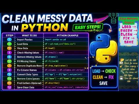How to Clean Messy Data with Python#python#pandas#youtube#video#flipbook#csv#ai