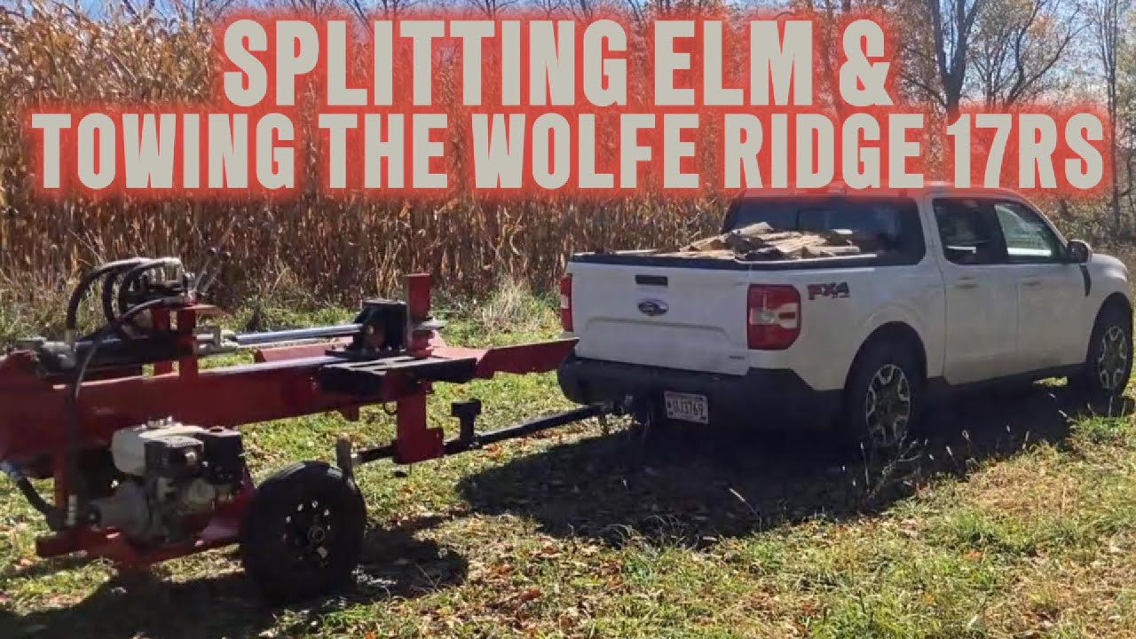 Wolfe Ridge 17RS Splitting Elm Firewood And Towing The Log Splitter Down Highway