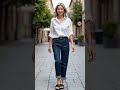 하이웨이스트 데님과 오픈 칼라 셔츠로 시크하게 #Shorts#시니어