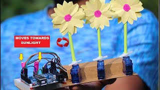 How to Make Sunflower Robot with live Sun Motion Tracking | Best Arduino Projects