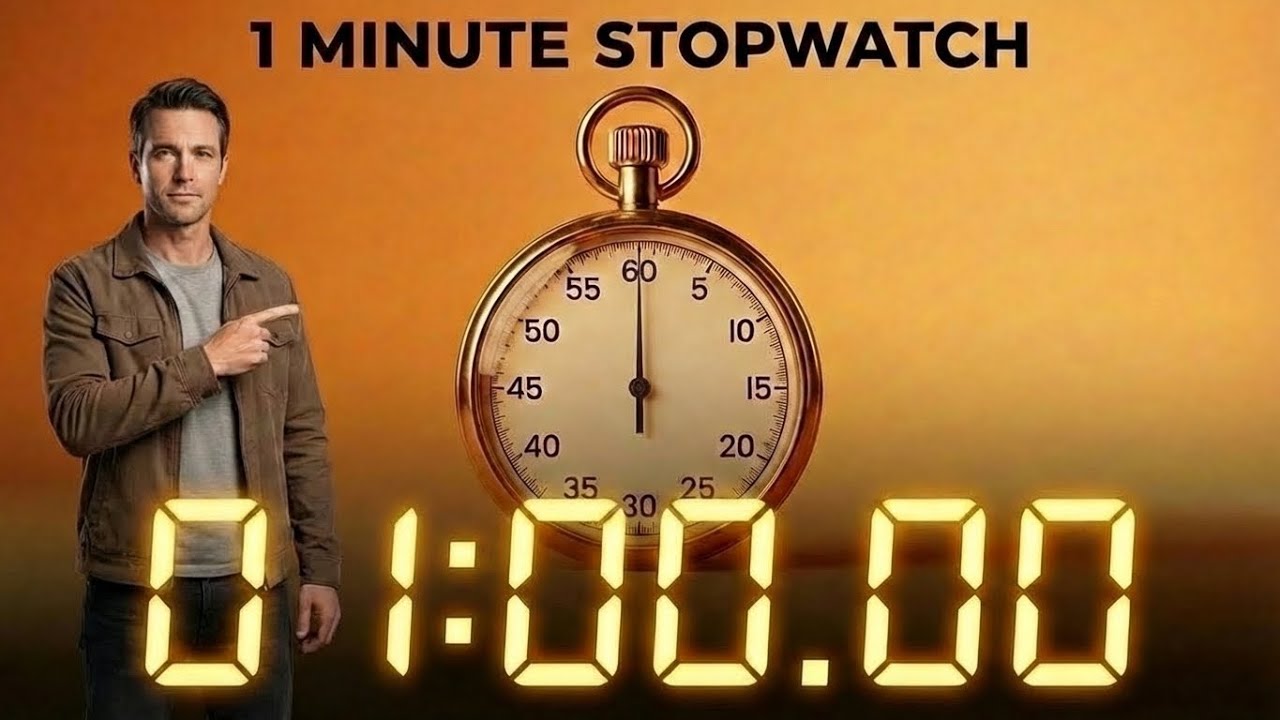 1 Minute Stopwatch (0 to 60s) - No Music | Silent with End Alarm