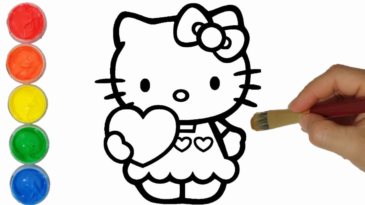 Hello Kitty Painting Drawing and Coloring for Kids - YouTube