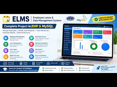 Employee Leave Management System in PHP & MySQL | ELMS Project Demo | Complete Source Code