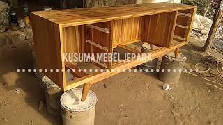 Meja TV Kabinet Retro Kayu Jati No 4 - Panjang 120cm & Tinggi 60cm