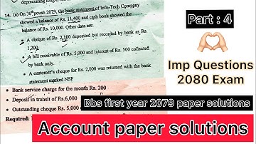Bank Reconciliation Statement // BBS 1st Year 2079 Papers Solutions $$2080 Important Question part:4