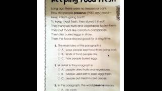 Keeping food fresh main idea worksheet