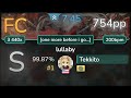 7.4⭐ Tekkito | HISATOMI - lullaby [one more before i go...] +HD 99.87% (#1 754pp FC) - osu!