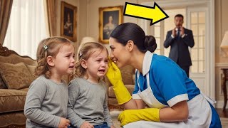 картинка: Дочки-близнецы миллионера-вдовца плакали без остановки… пока СЛУЖАНКА не прошептала им ЭТО