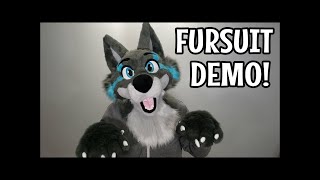 Grey and Blue Wolf Fursuit Demo